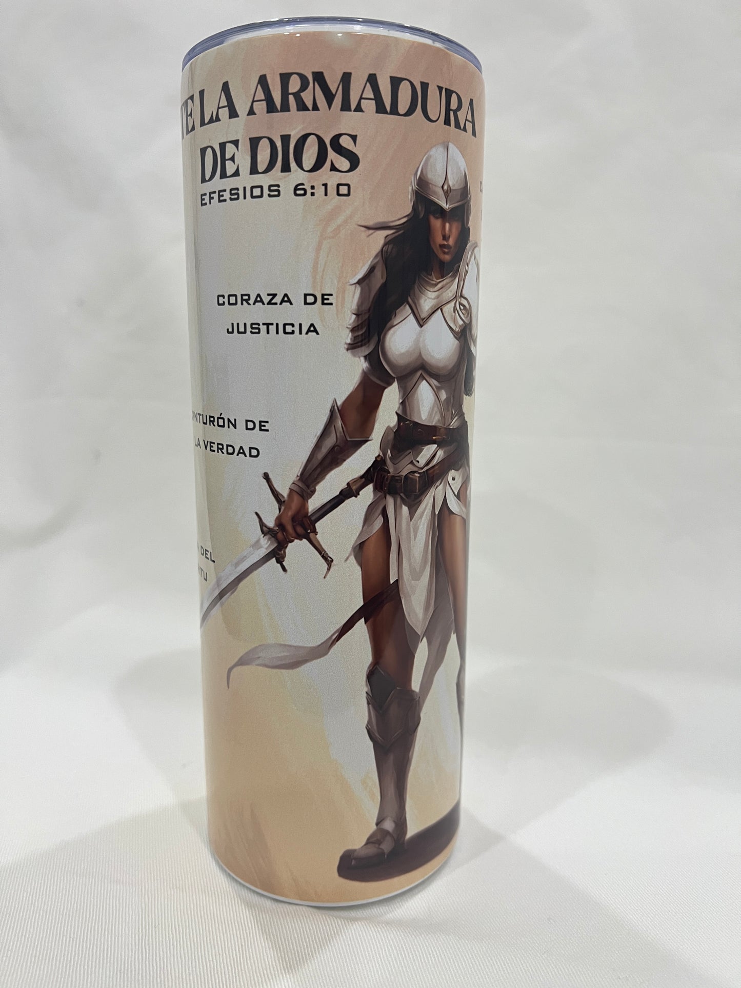God’s Armor 20oz Stainless Steel Water Bottle – Portable Tumbler with Lid & Straw - Beige