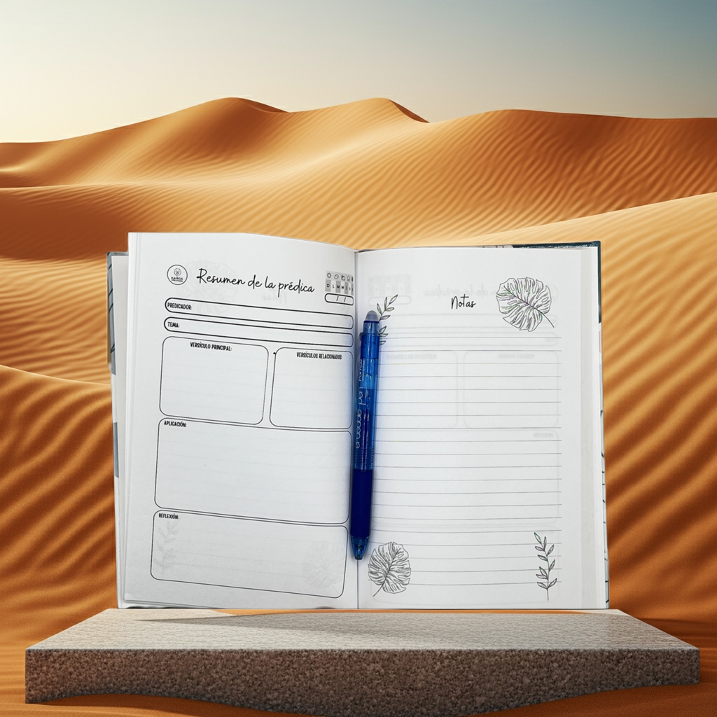 Diario de Predicas – Preaching Notes, Bible Study & Christian Devotional Notebook - Open book