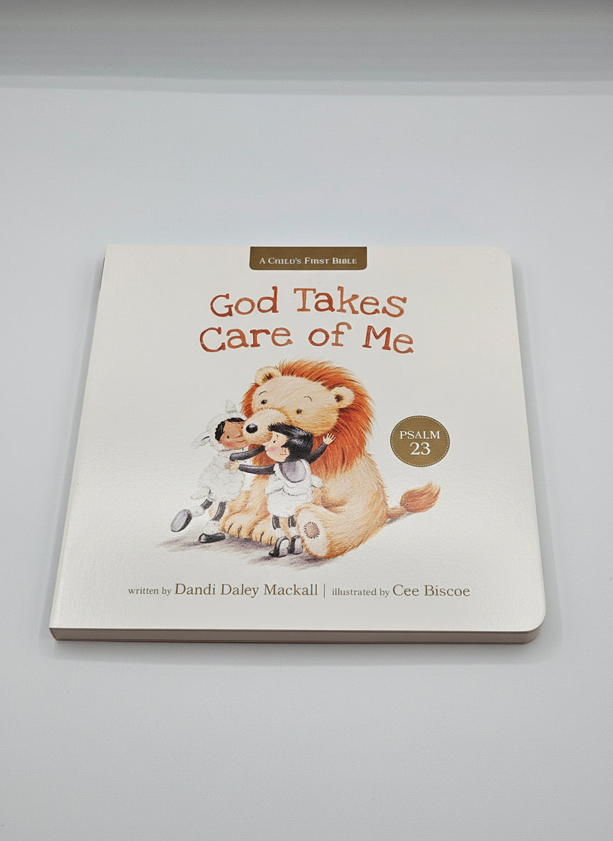God Takes Care of Me – A Psalm 23 Storybook for Toddlers a lion illustration on a white background