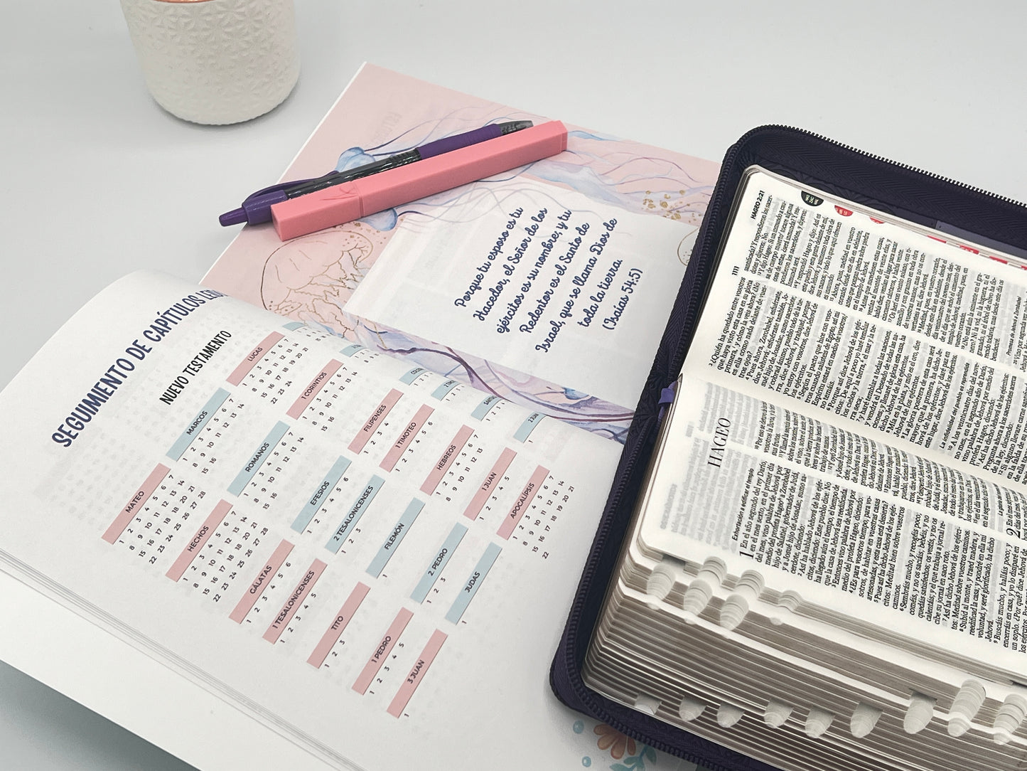 Set of 3 Diario de Promesas Bible Study Journals - Open page