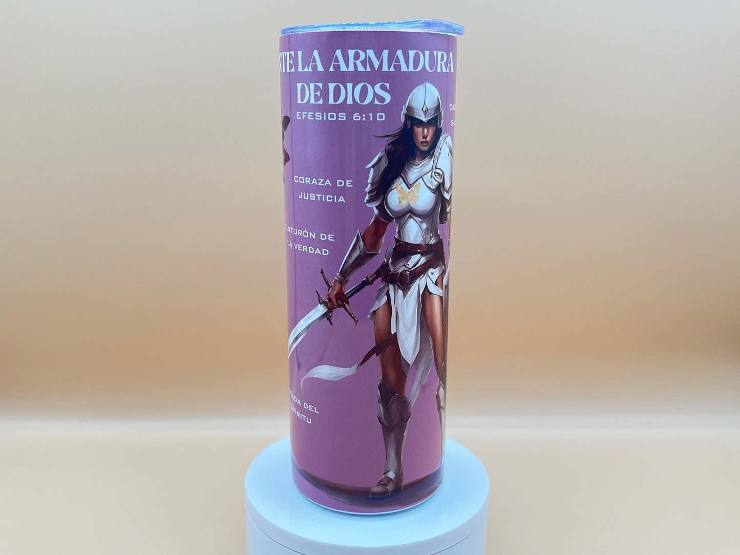 God’s Armor 20oz Stainless Steel Water Bottle – Portable Tumbler with Lid & Straw - Pink