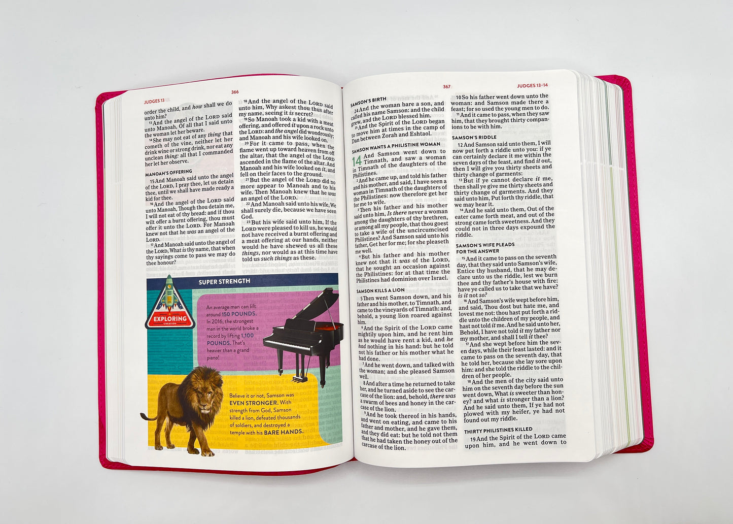 KJV Explorer Bible for Kids – Bubble Gum LeatherTouch (Full-Color Study Edition)