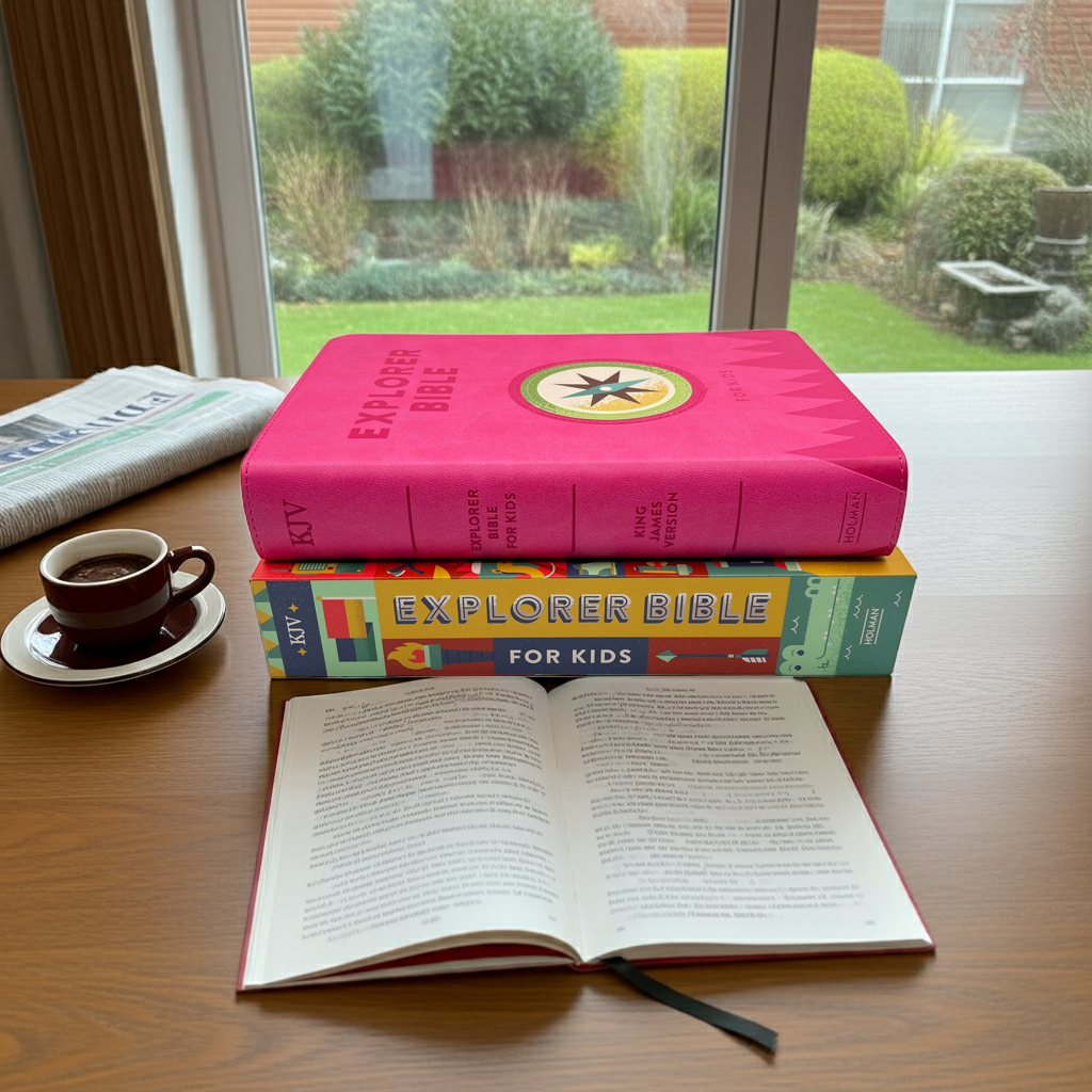 KJV Explorer Bible for Kids – Bubble Gum LeatherTouch (Full-Color Study Edition)