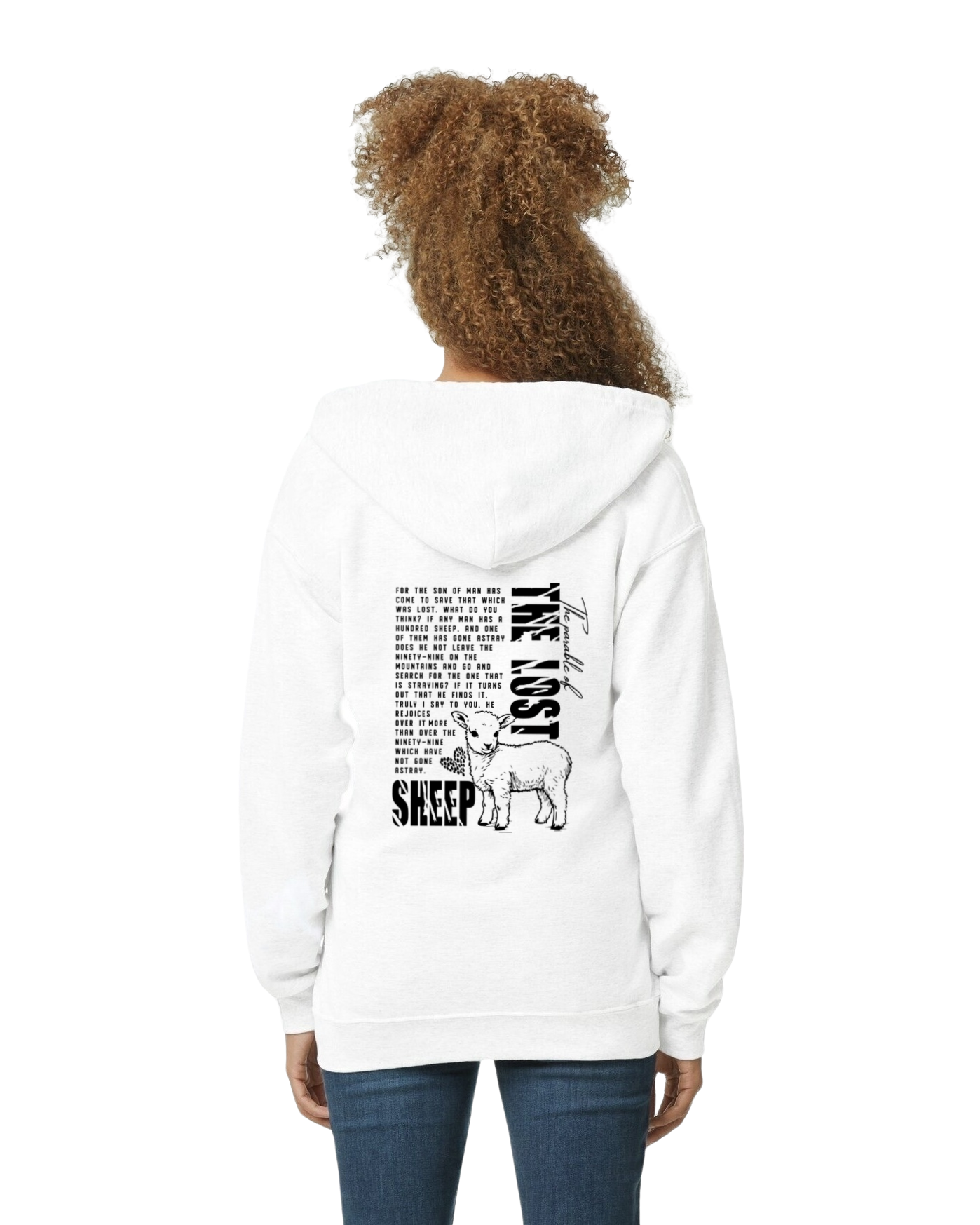 The Lost Sheep Christian Zip-Up Hoodie – White | Unisex Faith Apparel