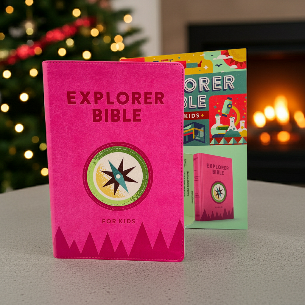 KJV Explorer Bible for Kids – Bubble Gum LeatherTouch (Full-Color Study Edition)