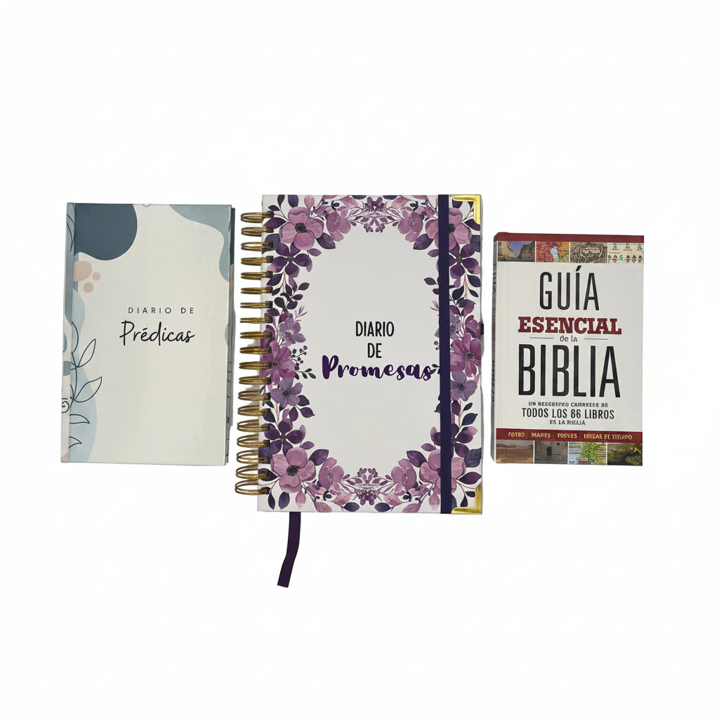 Ministry Leader Bundle – Spanish Edition | Devotional Journal, Preaching Notebook & Bible Study Guide. Additional AI-generated promotional view of the Ministry Leader Bundle Spanish Edition – Spanish Christian gift set with devotional journal, preaching notebook, and study guide for pastors by Kairos Creations