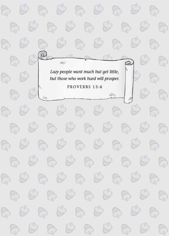 Book 3 – Nutty Study Buddies | The Dead Sea Squirrels Series – A Funny Faith-Filled Story for Kids. Text with Proverbs 13:4 on a patterned background