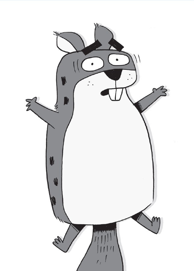 Book 3 – Nutty Study Buddies | The Dead Sea Squirrels Series – A Funny Faith-Filled Story for Kids. Cartoon raccoon character with a surprised expression on a white background