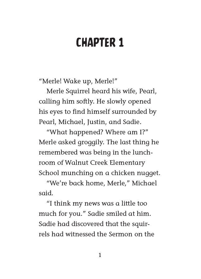 Book 3 – Nutty Study Buddies | The Dead Sea Squirrels Series – A Funny Faith-Filled Story for Kids. chapter 1 of the book with a white background