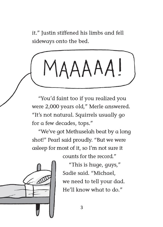 Book 3 – Nutty Study Buddies | The Dead Sea Squirrels Series – A Funny Faith-Filled Story for Kids with speech bubble on a white background