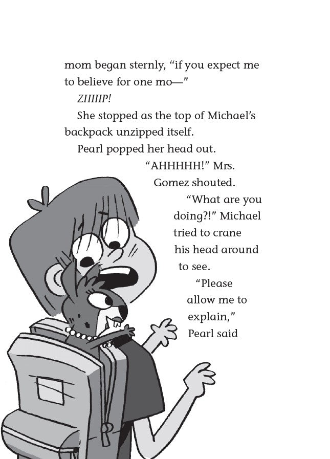 Book 4 – Squirrelnapped! | The Dead Sea Squirrels Series – A Fun Bible Adventure About Honesty for Kids. Comic strip with a character reacting to their backpack unzipping, text included