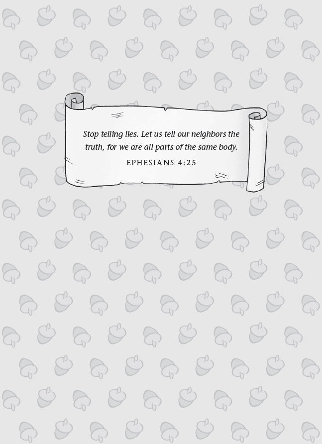 Book 4 – Squirrelnapped! | The Dead Sea Squirrels Series – A Fun Bible Adventure About Honesty for Kids. Text on a scroll with a patterned background