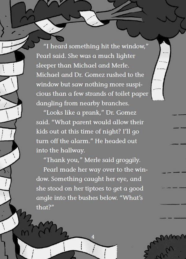 Book 6 – Whirly Squirrelies | The Dead Sea Squirrels Series – A Fun Christian Story About Self-Control and Friendship for Kids. Page from a book with text and illustrations of a snake and branches.