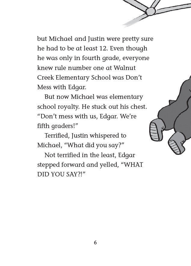 Book 2 – Boy Meets Squirrels | The Dead Sea Squirrels Series – A Fun Christian Adventure for Kids. Page from the book with text and a cartoon character on a white background