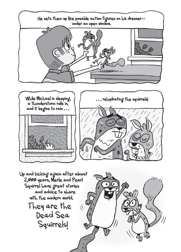 Book 2 – Boy Meets Squirrels | The Dead Sea Squirrels Series – A Fun Christian Adventure for Kids with animated characters and text on a white background