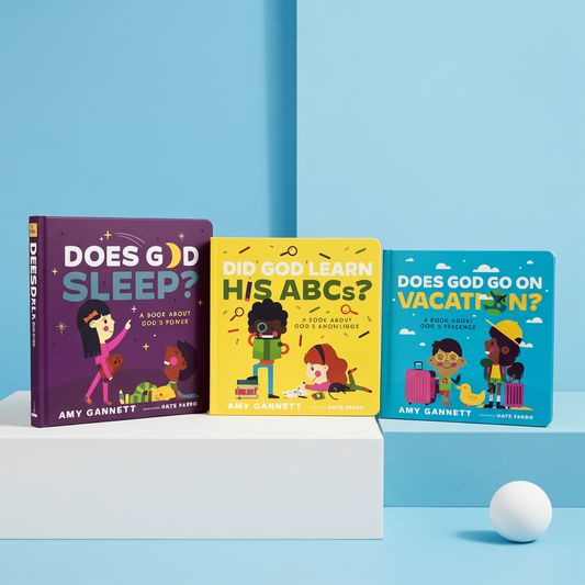 Tiny Theologians Board Book Bundle Set of 3 – Does God Sleep, Does God Go on Vacation, and Did God Learn His ABCs – Christian board books for toddlers ages 2–5