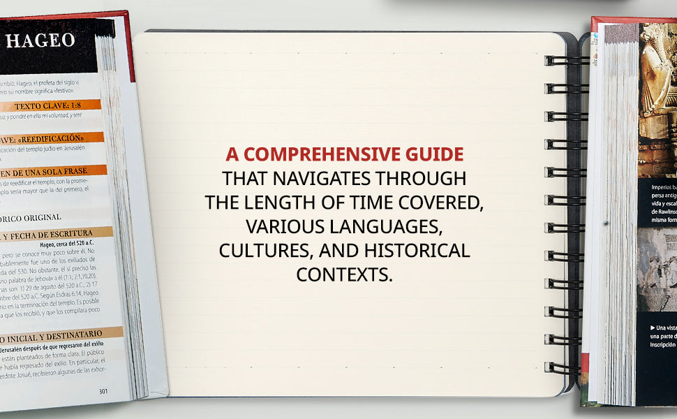 Ultimate Bible Guide (Spanish Edition) – Essential Bible Study & Christian Bible Guide. Open book with text on a white background