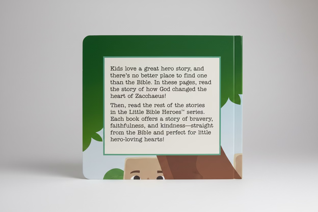 Zacchaeus – Little Bible Heroes Board Book – Bible Stories of Faith and Transformation for Kids. Interior illustrated pages of Zacchaeus – Little Bible Heroes Christian board book with colorful Bible story scenes for toddlers and kids ages 2–6