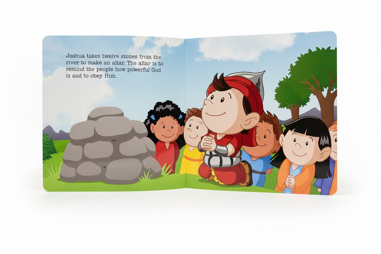 Joshua – Little Bible Heroes Board Book #7 – Bible Stories of Courage and Faith for Kids. Lifestyle photo of Joshua – Little Bible Heroes™ Christian board book about courage and faith for toddlers ages 0–4 – B&H Kids