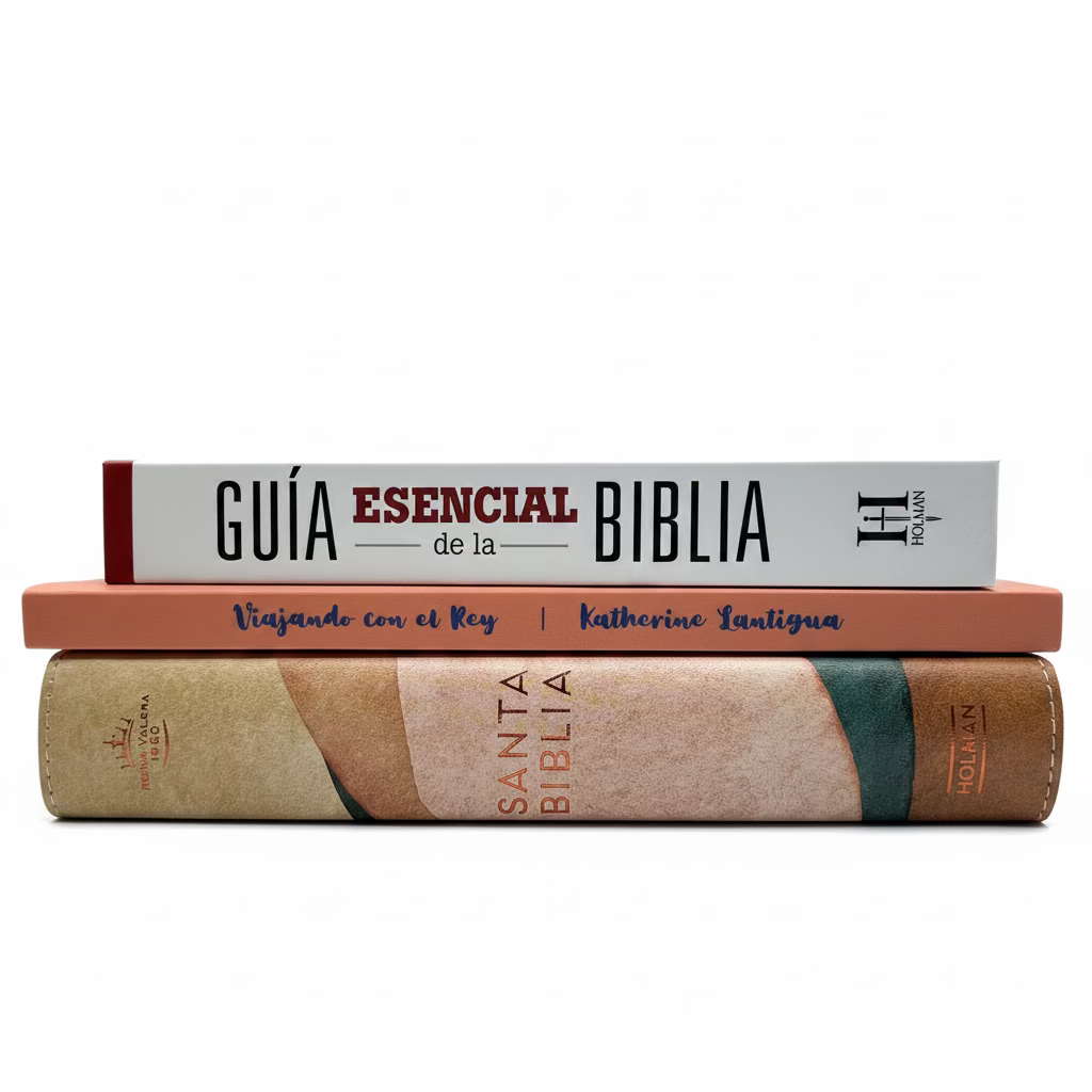 Traveling Bundle – Spanish Edition | Bible, Devotional Journal & Study Guide for On-the-Go Faith. Additional AI-generated promotional view of the Traveling Bundle Spanish Edition – Spanish Bible, devotional journal, and study guide for Christian adults on the go by Kairos Creations