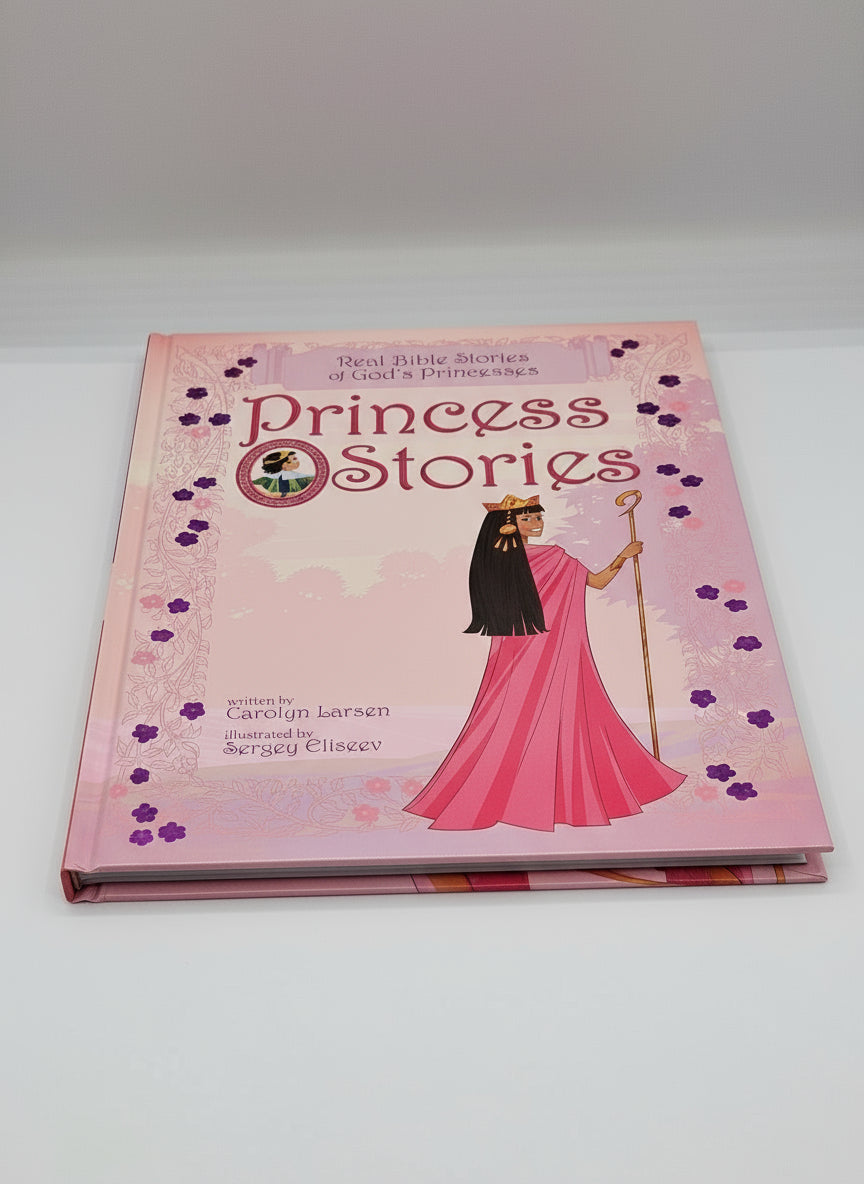 Book titled 'Princess Stories' with a pink cover featuring a princess illustration on a white background.