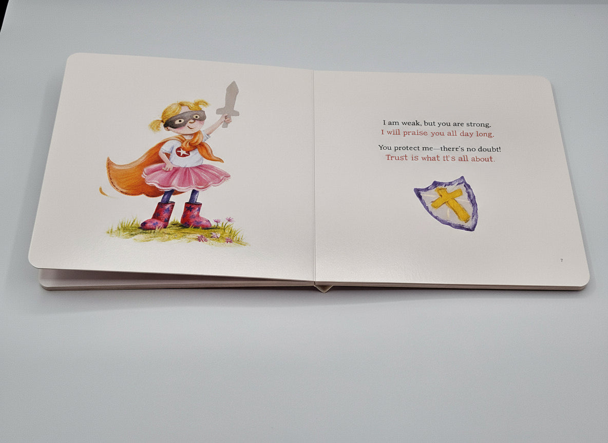 God Takes Care of Me – A Psalm 23 Storybook for Toddlers - Open Book with colorful illustration of a character