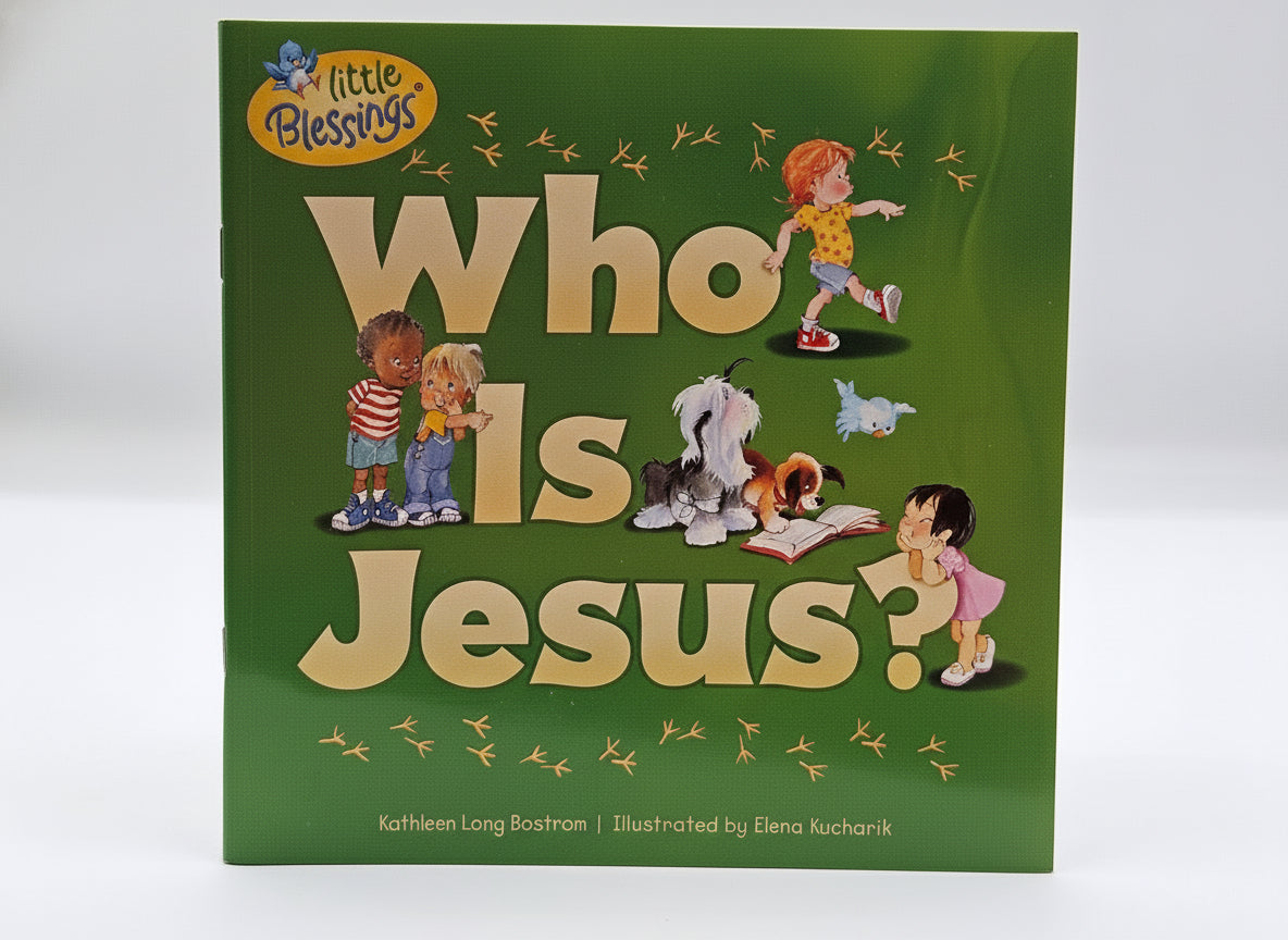 Children's book titled 'Who Is Jesus?' with illustrations on a white background