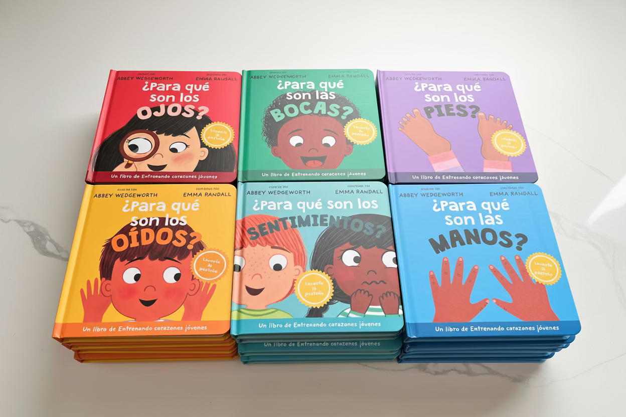 Training Young Hearts Complete Spanish Series – 6 Spanish board books for toddlers ages 2–4 – Christian gift set by Kairos Creations