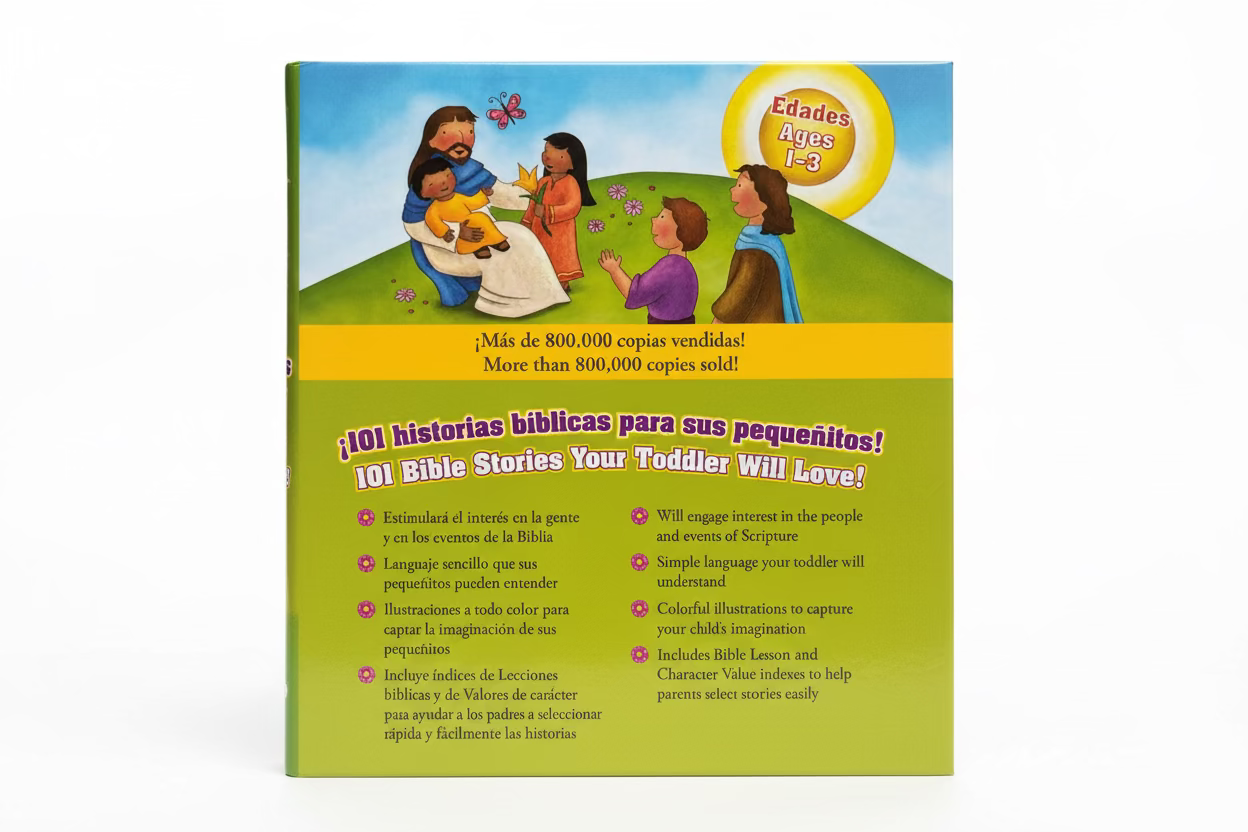 La Biblia de los Pequeñitos – The Toddler's Bible Bilingual – hardcover cover with illustrated children – Spanish and English Christian Bible for toddlers ages 2–5