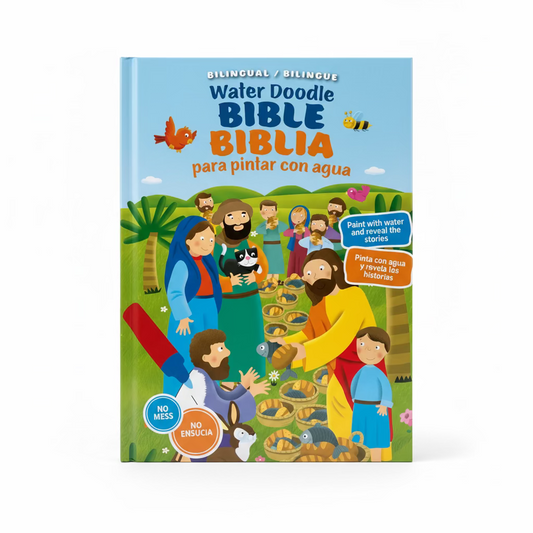 Water Doodle Bible – Biblia para Pintar con Agua – bilingual English and Spanish activity Bible for kids ages 3–7 with colorful illustrations