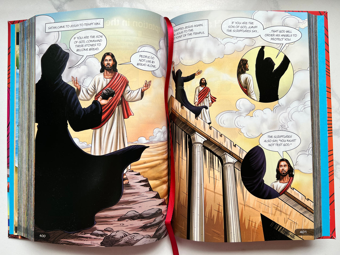 Interior spread of BibleForce: The First Heroes Bible – illustrated biblical scene with faith-based comic storytelling for kids ages 7–12