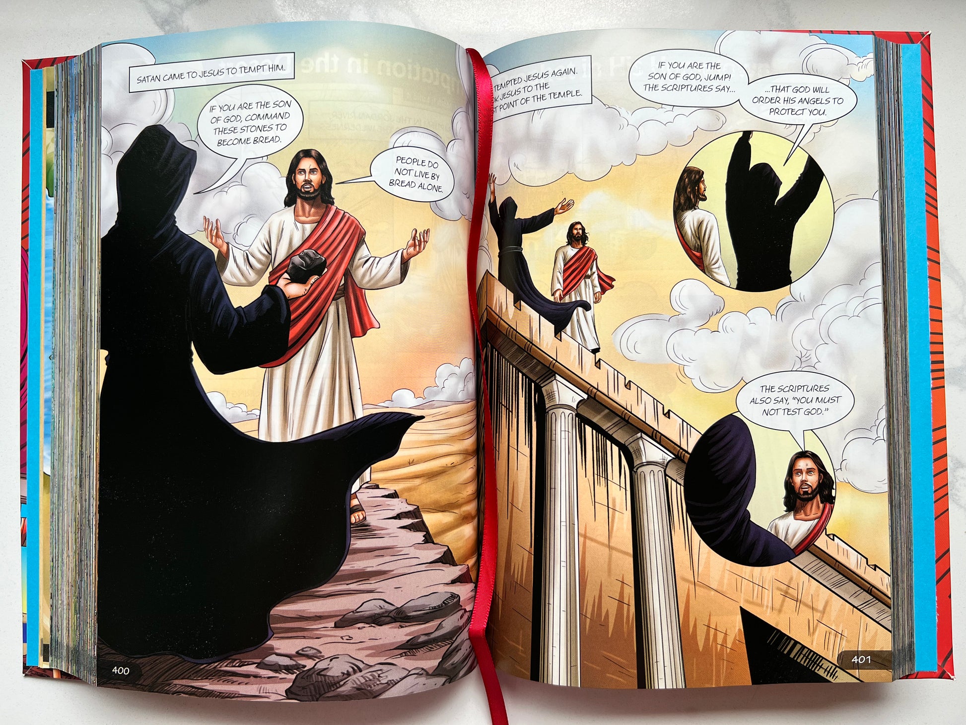 Interior spread of BibleForce: The First Heroes Bible – illustrated biblical scene with faith-based comic storytelling for kids ages 7–12