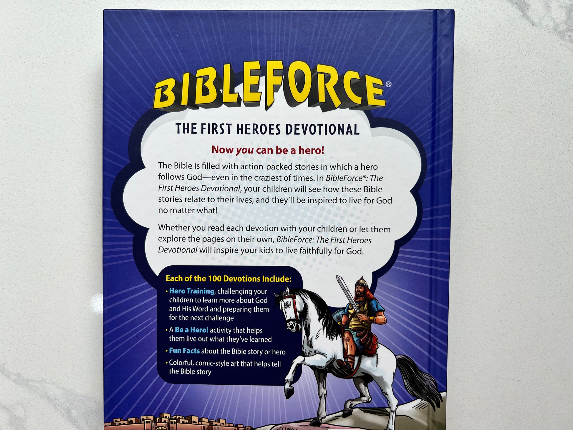 BibleForce Devotional cover featuring biblical hero knight illustration – Christian devotional for kids ages 7–12 by Tyndale House Publishers
