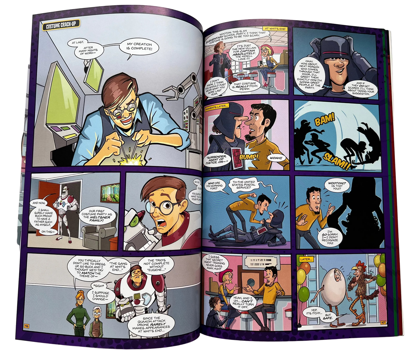 Interior spread of Elsewhere in Odyssey Vol. 1 – Adventures in Odyssey Christian graphic novel with multiple comic panels for kids ages 8–12