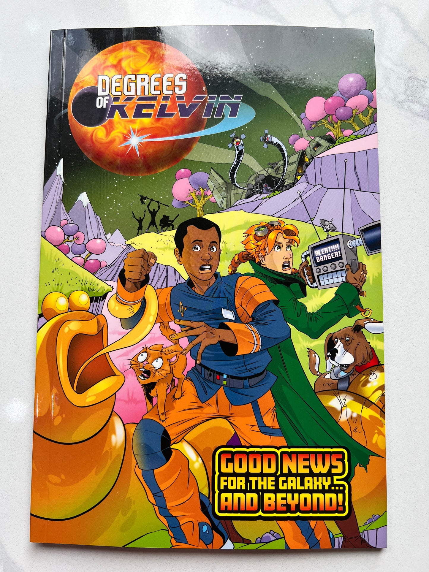 Degrees of Kelvin Christian sci-fi graphic novel cover with space-themed characters – kids ages 8–12