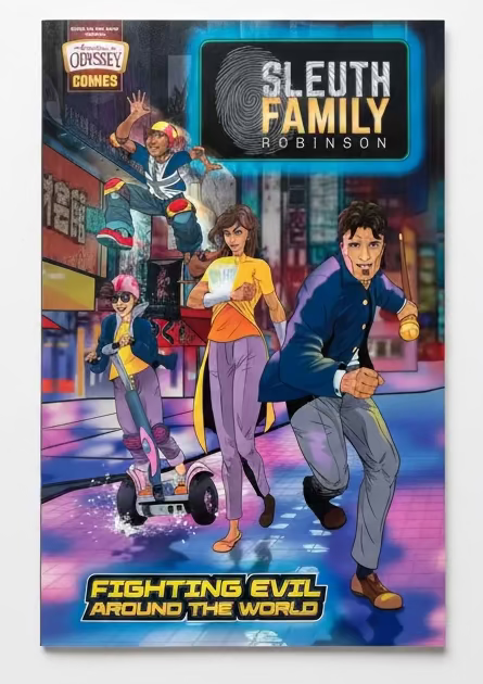 Sleuth Family Robinson Christian mystery graphic novel cover with illustrated characters – kids ages 8–12