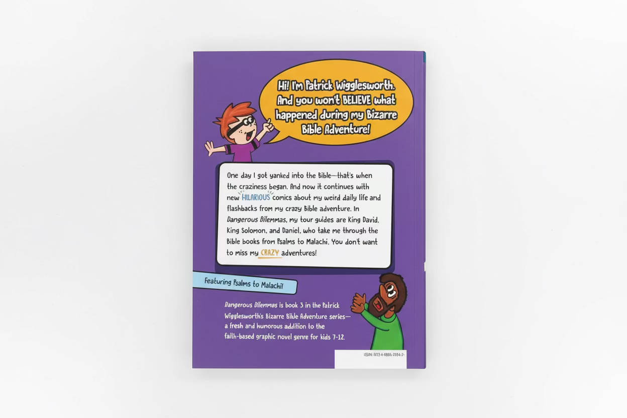 Dangerous Dilemmas – Patrick Wigglesworth's Bizarre Bible Adventures Book 3 cover – Christian comic journal for kids ages 7–12 by Tyndale