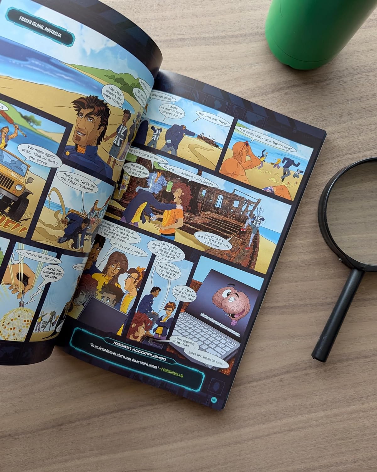 Interior pages of Sleuth Family Robinson – Christian spy graphic novel illustrated comic panels for kids ages 8–12 – Adventures in Odyssey universe