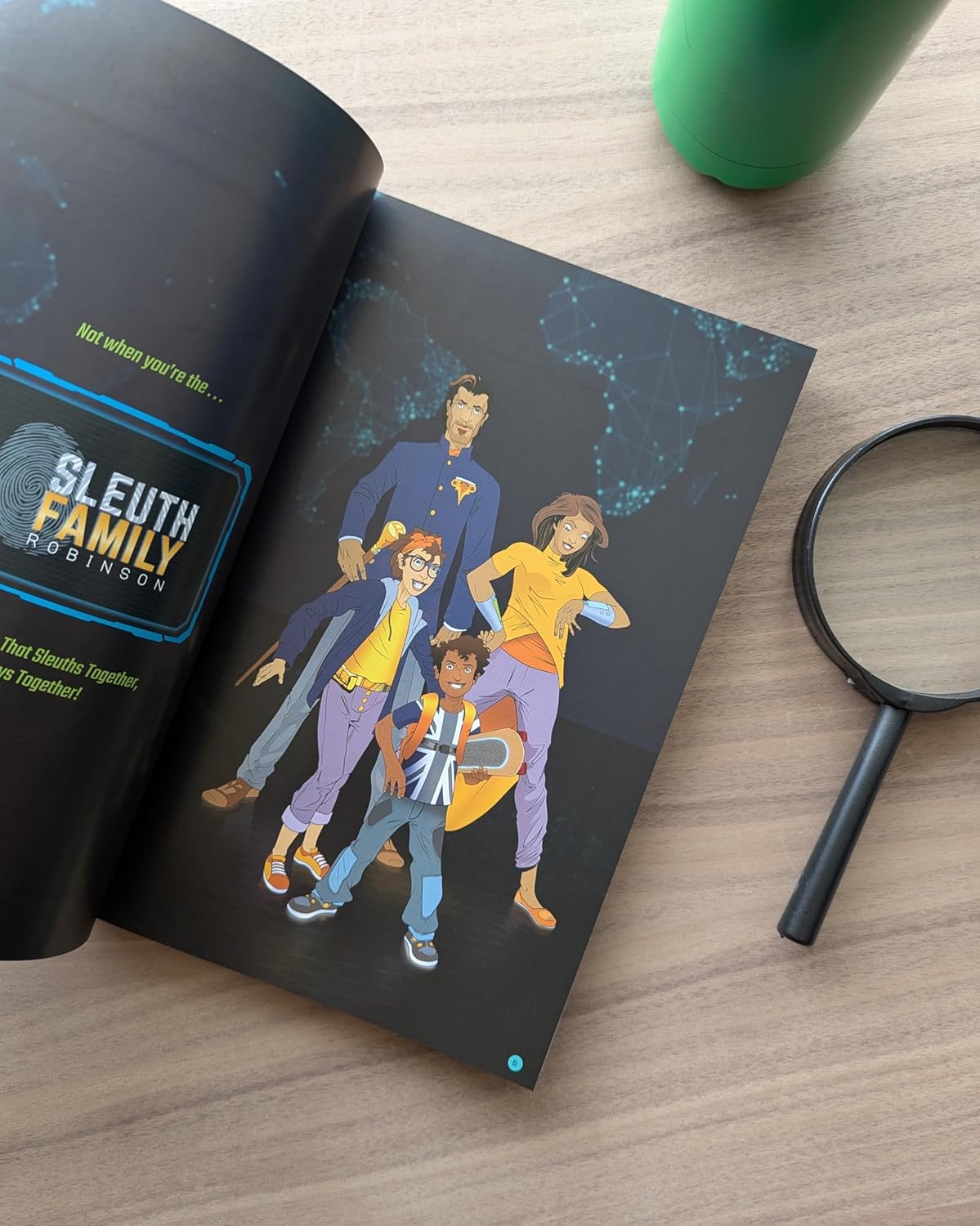 Interior spread of Sleuth Family Robinson – illustrated Robinson family spy team page from Christian graphic novel for kids ages 8–12