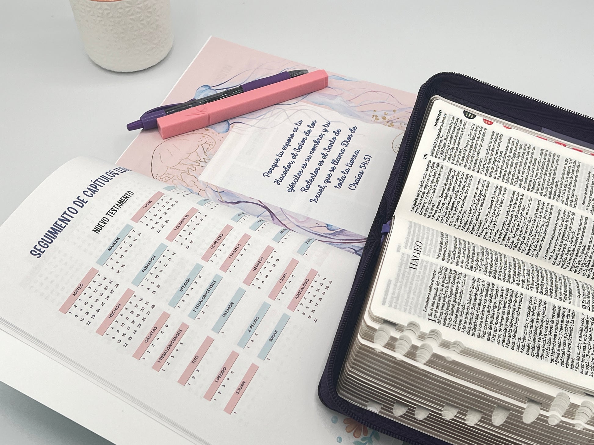 Set of 3 Diario de Promesas Bible Study Journals - Open page