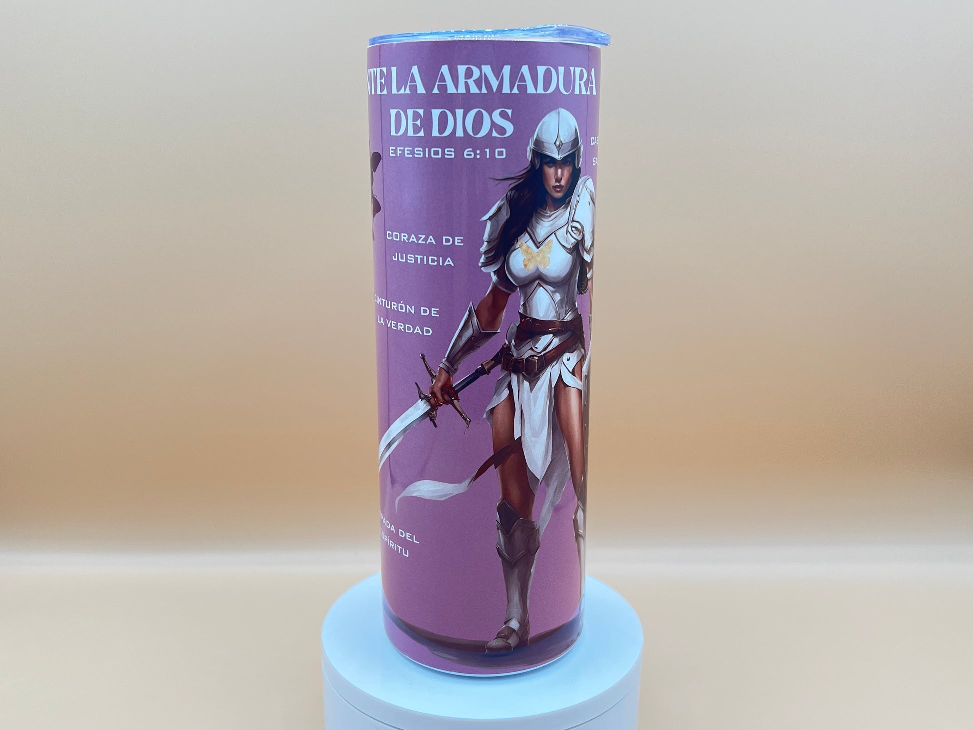 God’s Armor 20oz Stainless Steel Water Bottle – Portable Tumbler with Lid & Straw - Pink