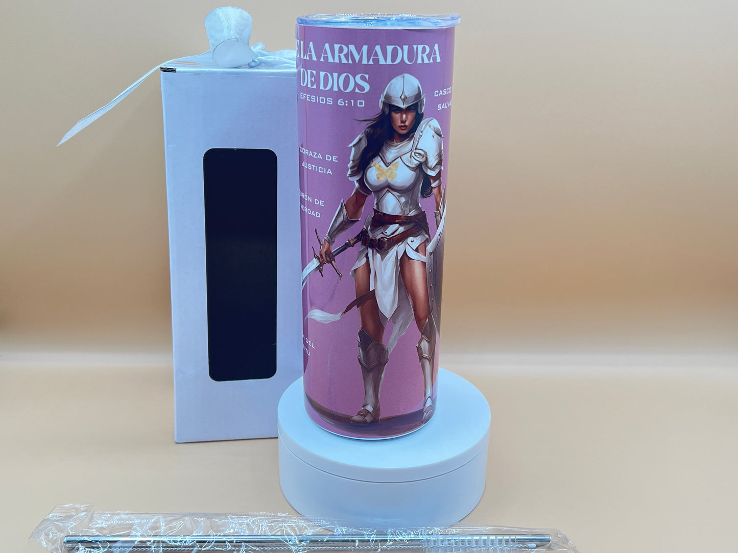 Bible Study Set with Diario de Promesas, Armor of God Tumbler & Magnetic Bookmark
