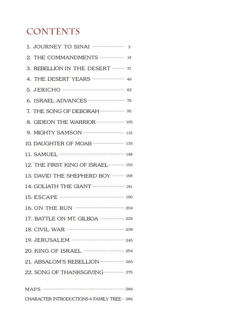 Manga Melech | The Story of Israel's Kings – Bible Manga for Teens & Young Adults. Table of contents page from Manga Melech – Bible manga graphic novel about Israel's kings for teens ages 13–18