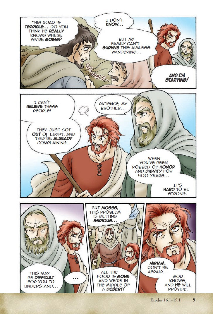 Manga Melech | The Story of Israel's Kings – Bible Manga for Teens & Young Adults. Interior manga page with characters discussing a dire situation – Manga Melech Bible graphic novel for teens ages 13–18