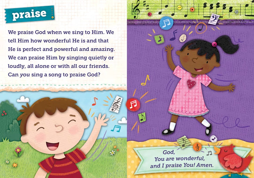 My Little Words Devotional – Little Words Matter Board Book #1 – First Bible Devotions for Toddlers. Open Book