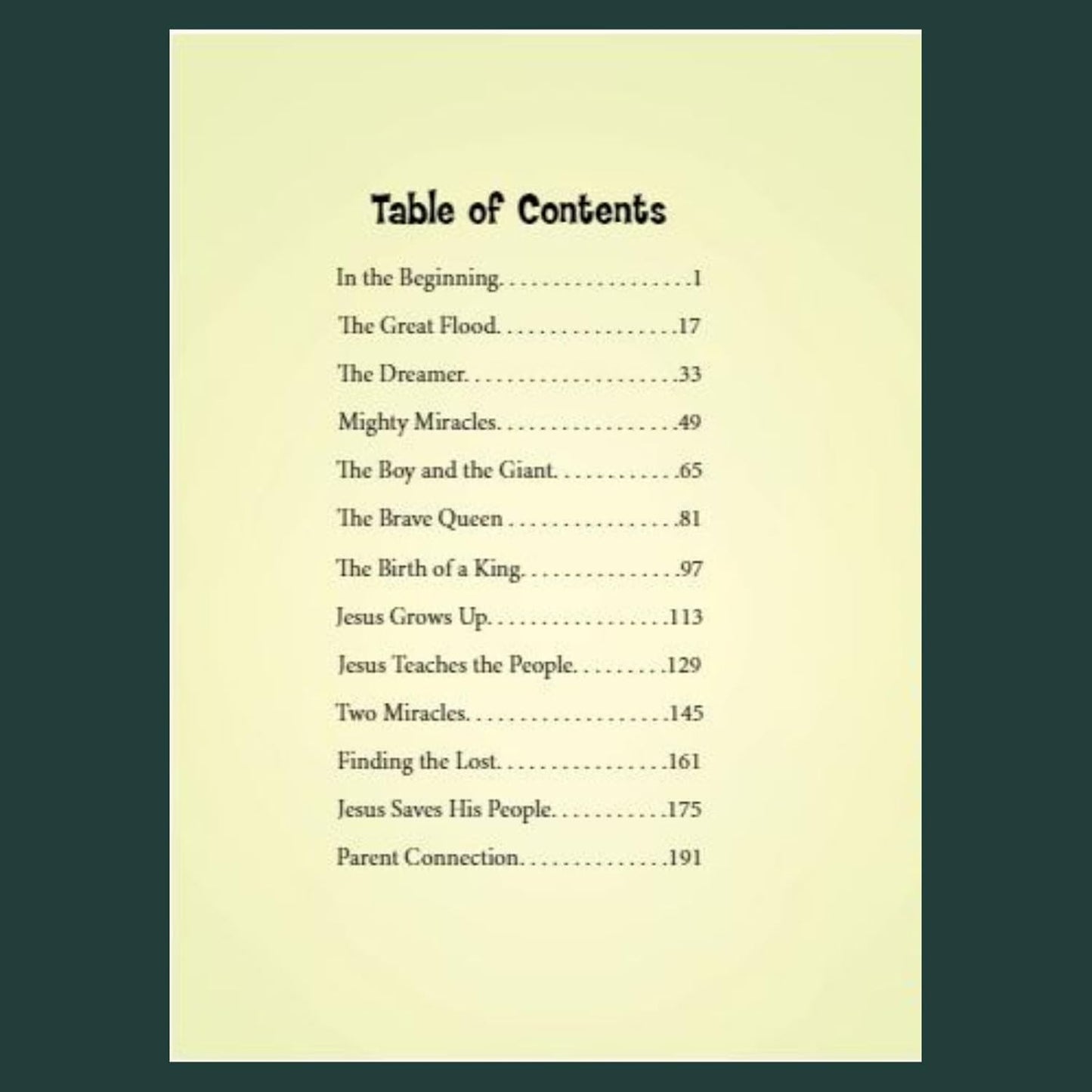 One Big Story – Bible Stories in 5 Minutes (Book #12) | Connecting Christ Through God’s Word – Padded Hardcover Edition. Tablet of Contents