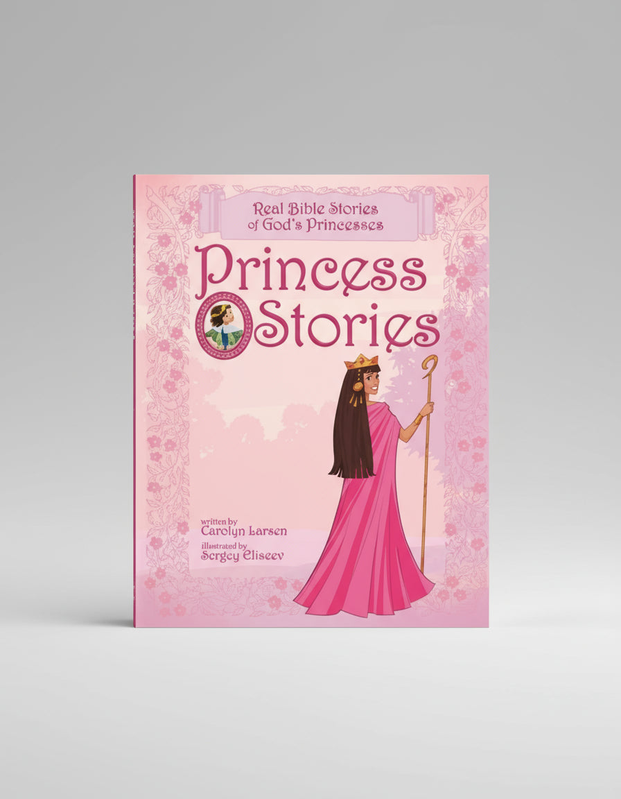 Book cover of 'Princess Stories' with a princess character on a pink floral background