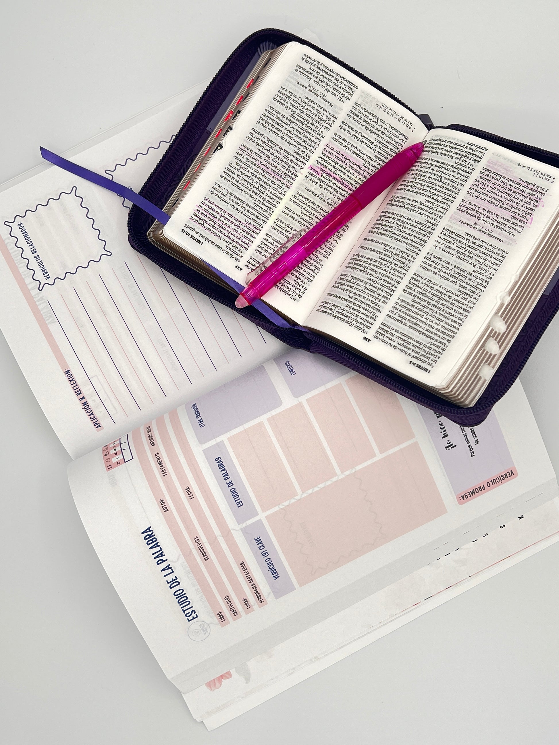 Set of 3 Diario de Promesas Bible Study Journals – Complete Devotional & Verse Study Materials (Spanish Edition). Interior pages of the Diario de Promesas Spanish Bible study journal showing Verse Study Method and prayer sections for Christian adults