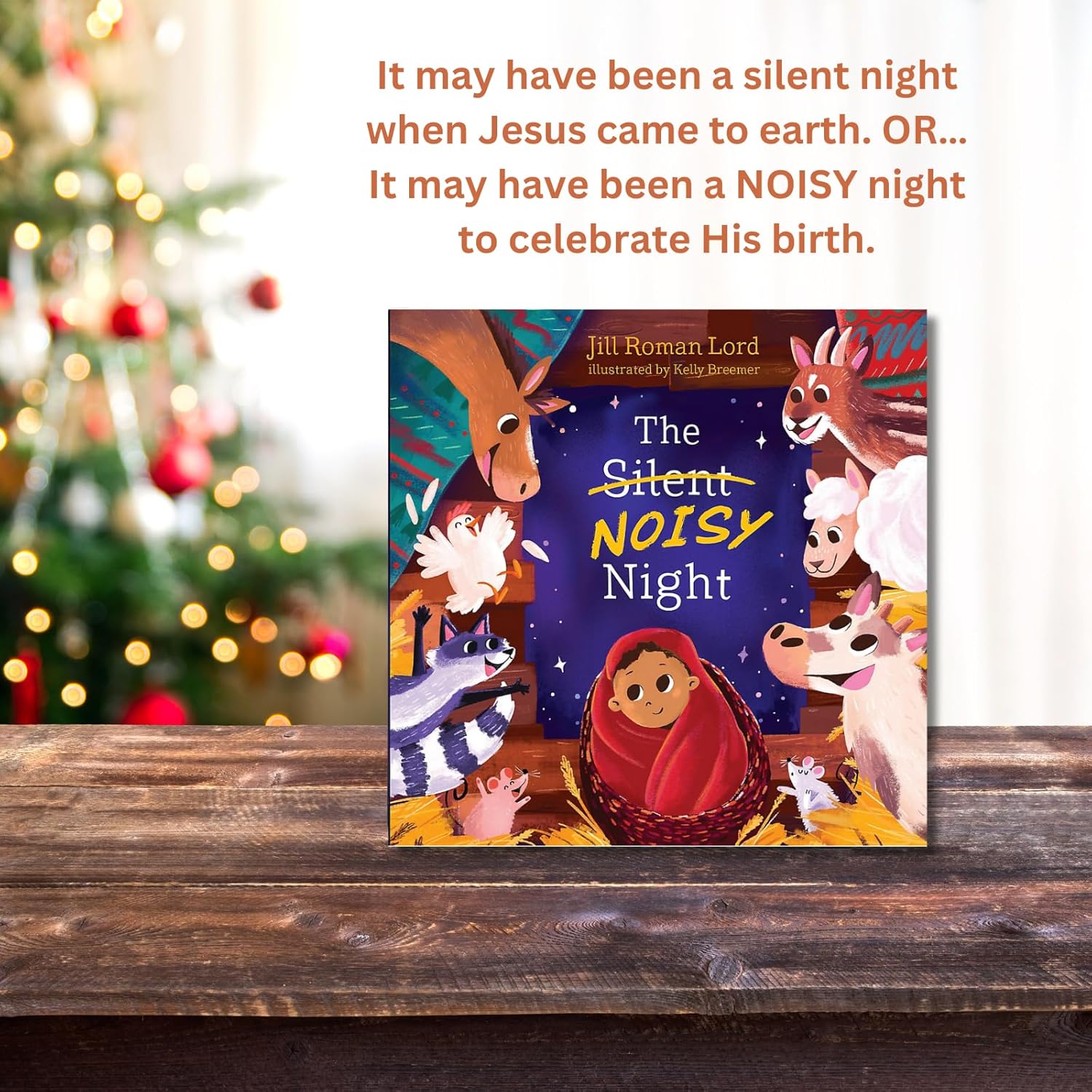 The Silent Noisy Night – Little Bible Heroes Board Book #9 | A Joyful Christmas Story About Jesus’ Birth for Kids. Cover Book with a table