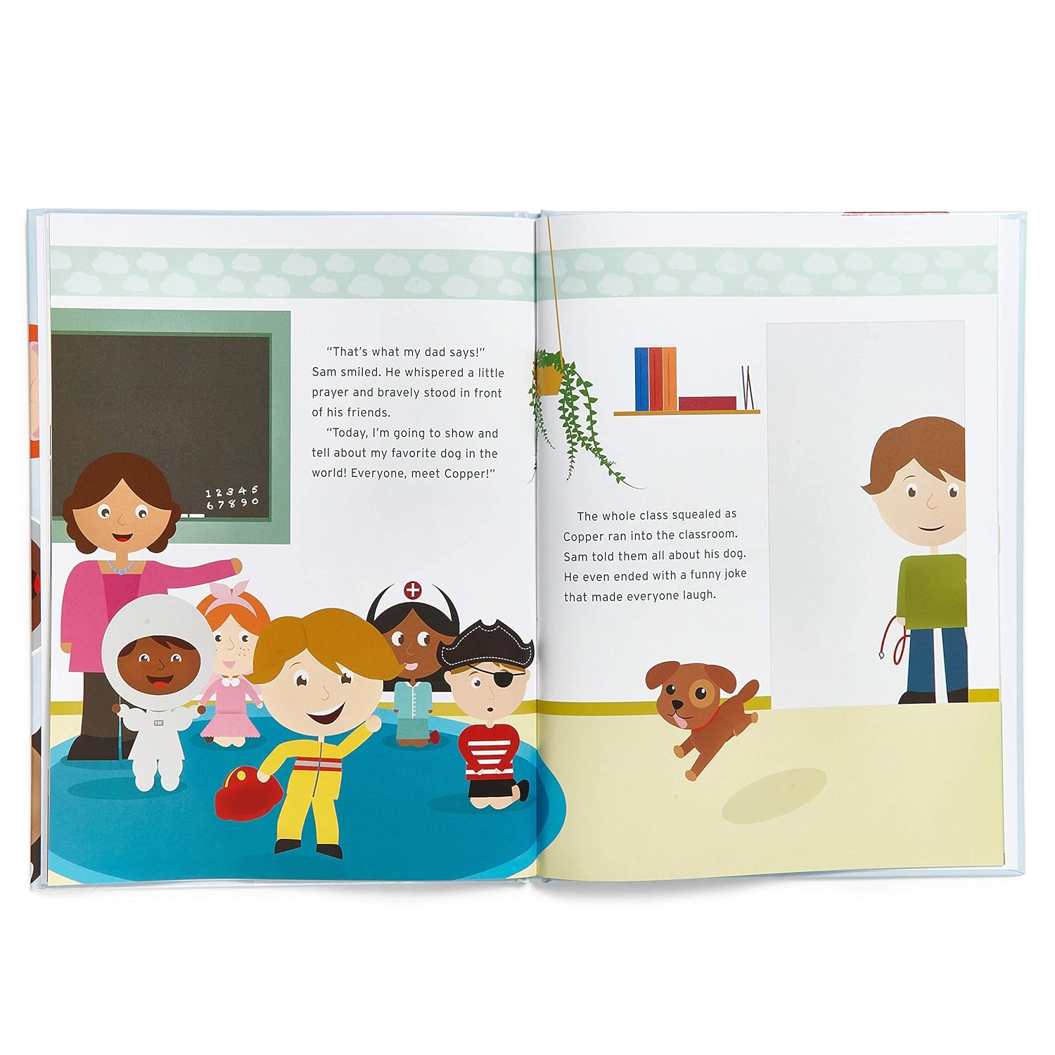 What Am I Feeling? – Little Bible Heroes Board Book #10 | A Christian Story About Emotions and God’s Love for Kids. Open page book.
